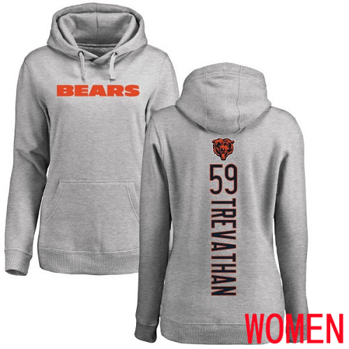 Chicago Bears Ash Women Danny Trevathan Backer NFL Football #59 Pullover Hoodie Sweatshirts